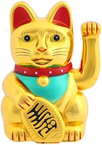 מתנה גולד פנג שואי כסף חתול | Maneki-Neko | סיגור חתול | חתול ברי מזל יפני | מנופף חתול זרוע